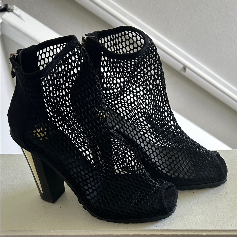 2B Bebe Black Mesh Heeled Boots